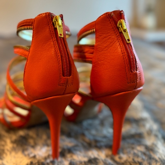 Julianne Hough Tangerine Tango Venice Napa Leather heals size 8.5 - Picture 5 of 11